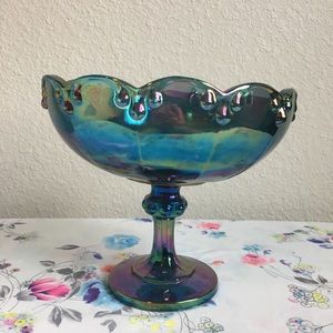Carnival Glass Iridescent Teal bowl